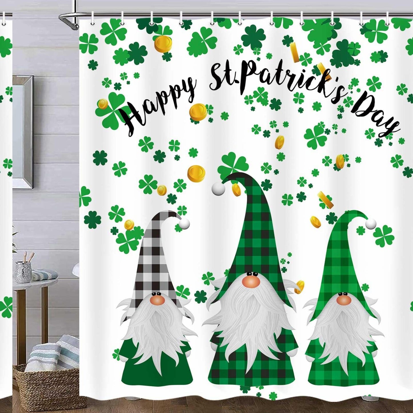 St. Patrick's Day Shower Curtain 71x71 Green Clover