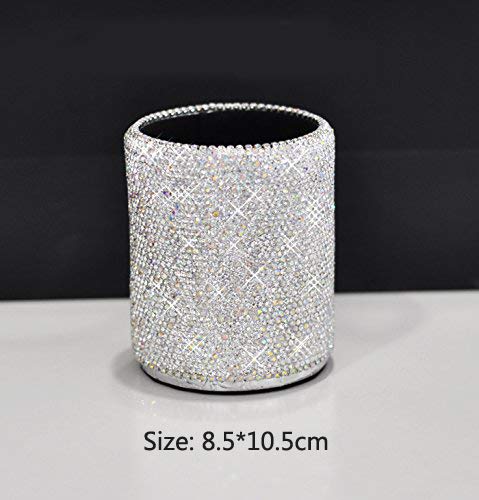 Round Silver Crystal Pen Holder with Rhinestones