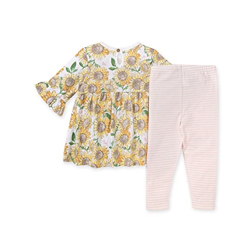 girls Top Pant Set, Tunic Leggings Bundle, 100%  Cotton and Toddler Layette Set, Sunflower Patch,   US
