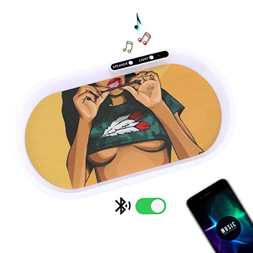 Bluetooth Speaker Glow Tray,Led Rolling Light up Tray with Fun Pattern,Switchable 7 Colors of Lights,Rechargeable Illuminated Glow up Tray,Hot Girl,Size 13.8x7.9