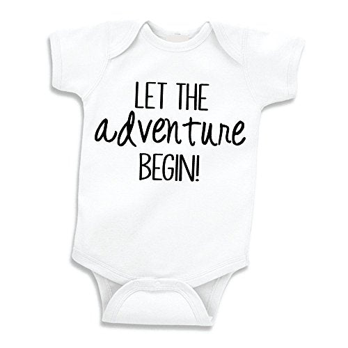 Let the Adventure Begin Pregnancy Announcement  0-3 Months, White