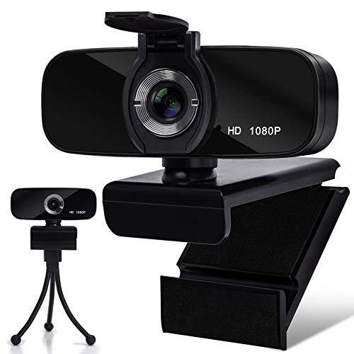 Webcam with Microphone, 1080P HD Webcam with Privacy Cover and Tripod, Computer HD Streaming Webcam, USB Web Camera for Calling & Recording Conferencing/Business Meeting/Gaming