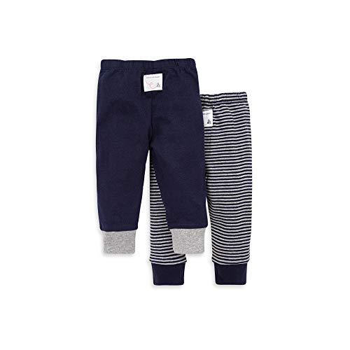 uni   Pants, of 2 Lightweight Knit Infant Bottoms, 100%  Cotton and Toddler Layette Set, Navy Solid/Stripes, 0-3 Months US