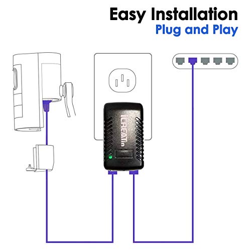 2-Pack Wall PoE Injector Power Over Ethernet Adapter 802.3af 48V 24W 0.5A for Security IP Cameras IP Phones, 10/100Mbps