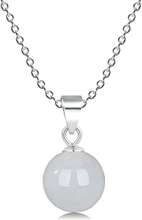 Sterling Silver Necklace with Colorful Agate Ball Pendant