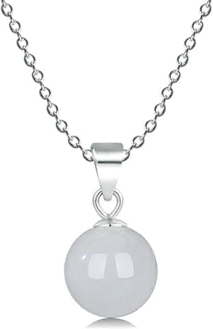 Sterling Silver Necklace with Colorful Agate Ball Pendant