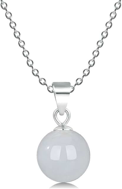 Sterling Silver Necklace with Colorful Agate Ball Pendant