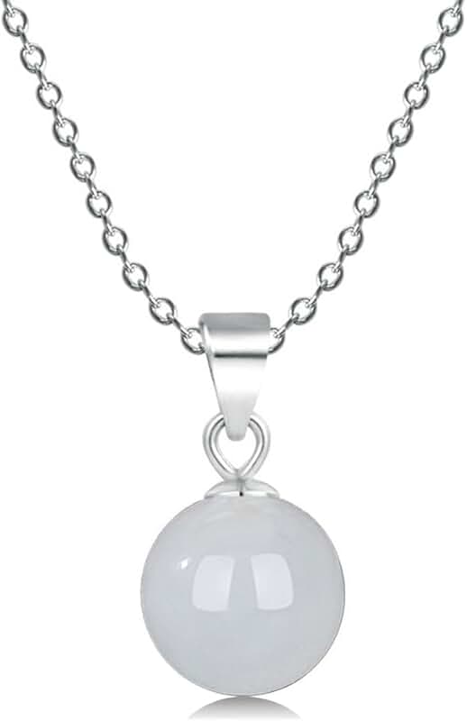 Sterling Silver Necklace with Colorful Agate Ball Pendant