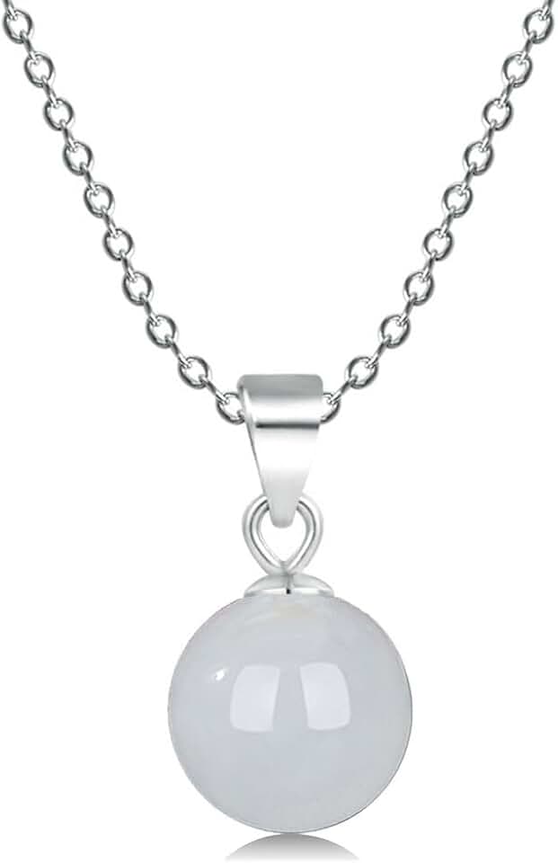 Sterling Silver Necklace with Colorful Agate Ball Pendant
