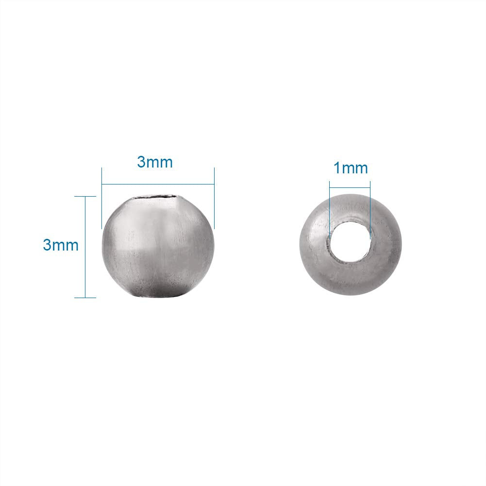 3mm Stainless Steel Beads for Jewelry Making and Crafts