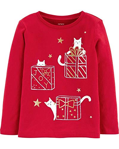 Baby Girls'   Cat Jersey Tee, Red, 3m