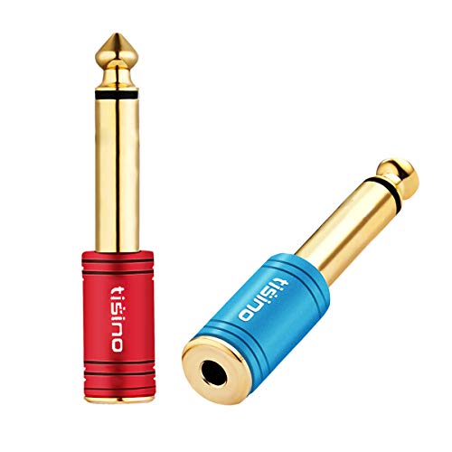 1/4 Mono to 3.5mm Stereo Adapter, Gold Plated 6.35mm TS Male Plug to 1/8 inch TRS Female Audio Connector - 2 Pack