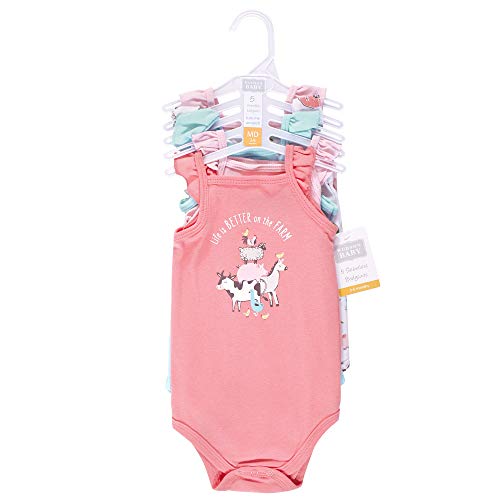 Uni   Cotton Sleeveless Bodysuits Girl Farm Animals, 0-3 Months