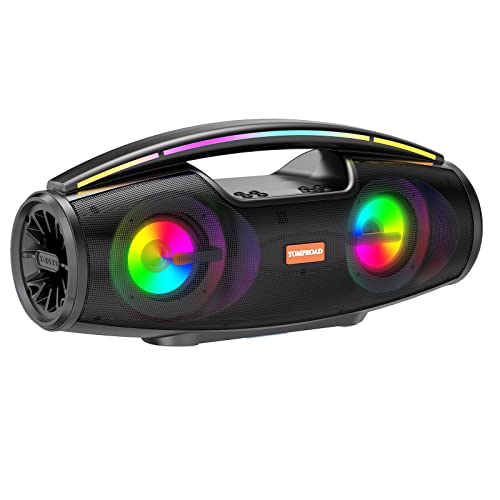 Bluetooth Speakers, 30W Portable Loud Wireless Outdoor Speaker with Deep Bass, Bluetooth 5.0, FM Radio, LED Colorful Lights, Remote Control and Powerful Stereo Sound Boombox for Home, Party, Camping
