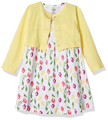 Baby and Toddler Girl Dress and Cardigan, Tulips, 3-6 Months