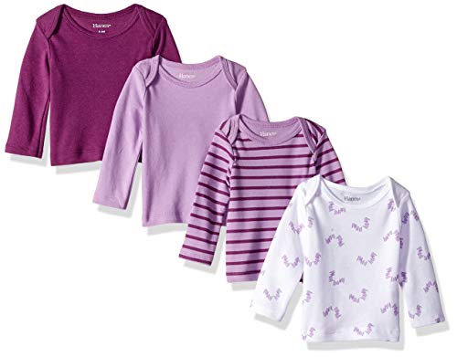 baby girls Ultimate Flexy 4 Pack Long Sleeve Crew Tees T Shirt Set, Purple Fun, 18-24 Months US