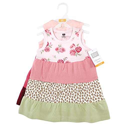 girls  Cotton Dresses, Blush Rose Leopard, 0-3 Months Casual Dress, Blush Rose Leopard, 3 Months US