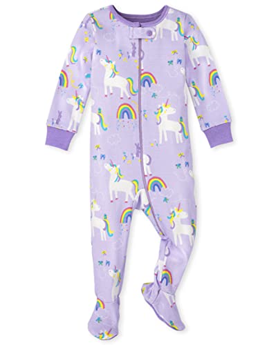 Baby And Toddler Girls Snug Fit Cotton Zip-Front One Piece Footed Pajama