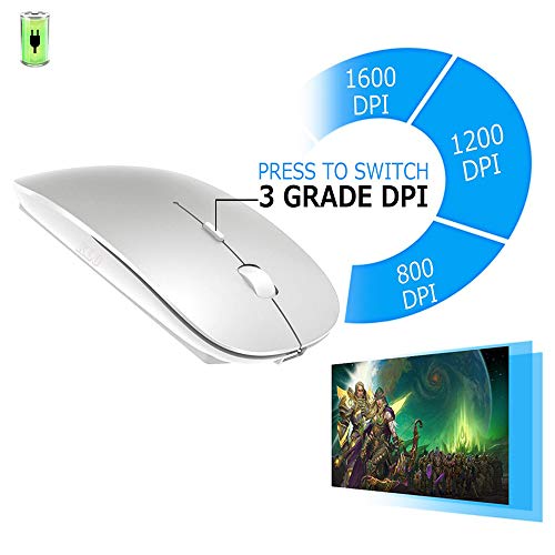 Bluetooth Mouse for MacBook/MacBook air/Pro/iPad, Wireless Mouse for Laptop/Notebook/pc/iPad/Chromebook (Bluetooth Mouse/Silver)