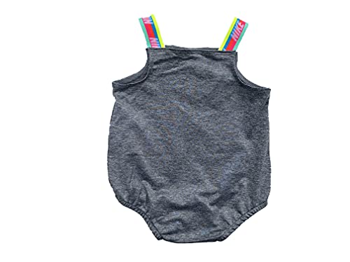 Baby Girls Rainbow Taping Bubble One Piece Swimsuit Romper (Dark Grey Heather/Pink, 0-3 Months, 0_Month)