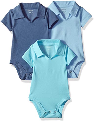 Ultimate Baby Flexy 3 Pack Short Sleeve Polo Bodysuits, Blues, 18-24 Months