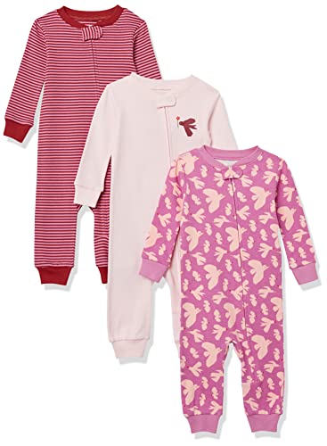 Toddler Girls' Snug-Fit Cotton Footless Sleeper Pajamas, Pack of 3, 3-Pack Birdies, 4T