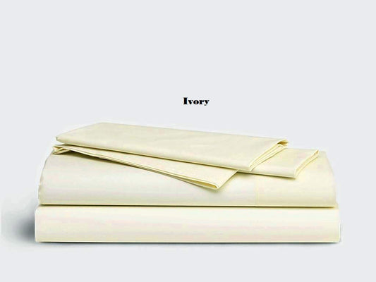 Hotel Sheet 620 Thread Count 100% Deep Pocket Sateen Weave Sheet Set Rv Short Queen 60" X 75") Ivory Solid Fit Mattress Upto 15-18 Inch Deep