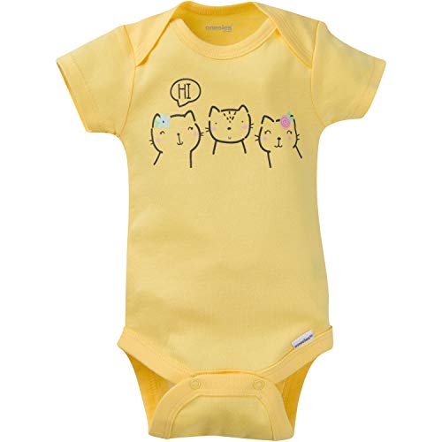 Baby Girls' 8-Pack Short Sleeve Mix & Match Bodysuits, Cuddly Cats & Flowers, 0-3 Months