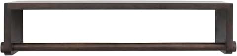 Mango Wood Wall Shelf with Rod in Espresso Finish
