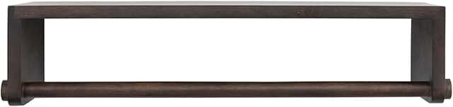 Mango Wood Wall Shelf with Rod in Espresso Finish