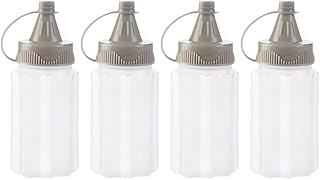Set of 4 White Plastic Squeeze Bottles for Condiments