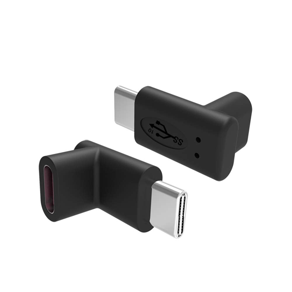 90 Degree Right Angle Type-C Male to Type-C Female Adapter,2-Pack,up and Down 90 Degree Type-c Plug to Jack Expansion Adapter is Suitable for Notebook Computers, Tablet Computers and Mobile Phones