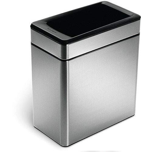 10 Liter  2.6 lon Profile Open Trash Can, Brushed Stainless Steel