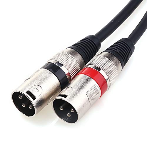 1/4 TRS to Dual XLR Male Y-Splitter Stereo Breakout Cable 1/4 inch(6.35mm) to 2 XLR Patch Cable - 10 FT/3m