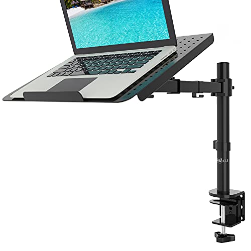 Laptop Tray Desk Mount for 1 Laptop Notebook up to 17 inch, Fully Adjustable, 22 lbs Capacity with Vented Cooling Platform Stand (M00LP)