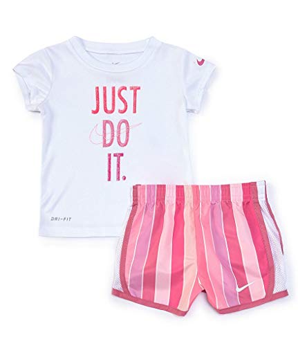 Baby Girls' Stripe 2-Piece Shorts Set Outfit - Flamingo, 24 Months