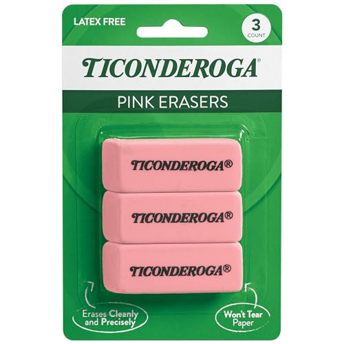 Pink wedge erasers, 3 pack
