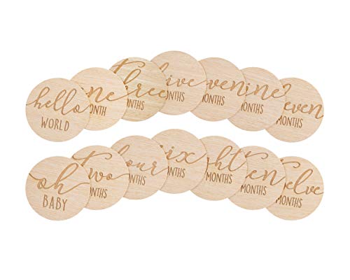 Wooden Monthly Milestone Photo Cards, Baby Announcement Cards, Double Sided Photo Prop Milestone Discs, Pregnancy Journey Milestone Markers, Light Wood