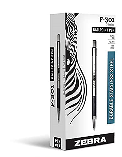Black 1.0mm Stainless Steel Ballpoint Pen, Pack of 12