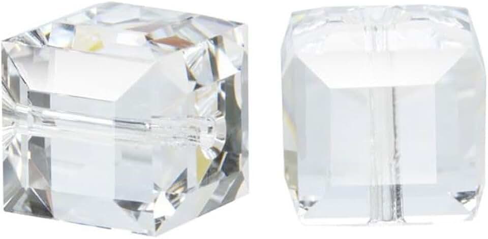 50pcs 8mm Clear Faceted Cube Crystal Beads