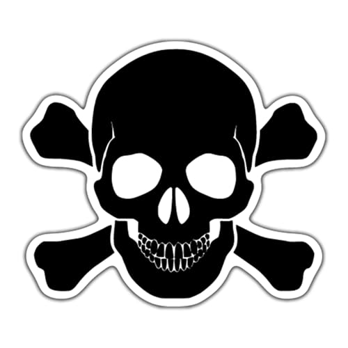 Black Skull and Crossbones Vinyl Decal, 5.5 inches