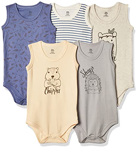 Cotton Bodysuit, 5 Pack, Wild Woodland, 0-3 Months