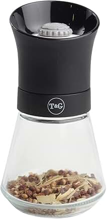 Black 12.5cm Spice Mill with Removable Glass Base