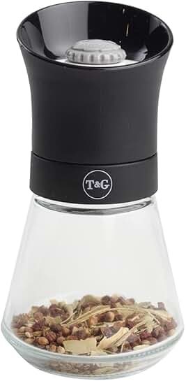 Black 12.5cm Spice Mill with Removable Glass Base
