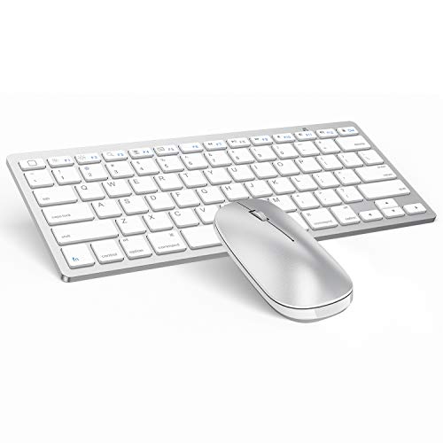 Bluetooth Keyboard and Mouse for iPad (iPadOS 13 and Above), Wireless Keyboard and Mouse Compatible with iPad 10.2, iPad Pro 12.9/11.0, and Other Bluetooth Enabled Devices, Silver White