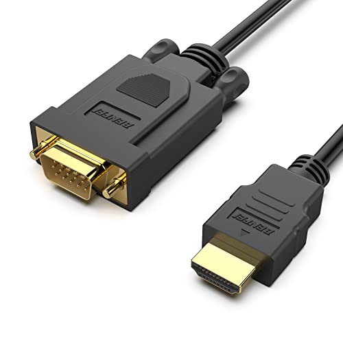 HDMI to VGA, Gold-Plated HDMI to VGA 6 Feet Cable (Male to Male) Compatible for Computer, Desktop, Laptop, PC, Monitor, Projector, HDTV, Raspberry Pi, Roku, Xbox and More