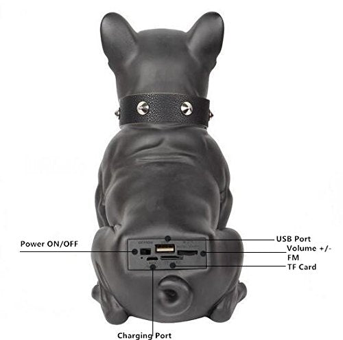CH-M10 Bulldog Head Rotatable Wireless Bluetooth Speaker Support TF Card Stereo System/FM Radio for TV Computer Phone Desktop (Black)