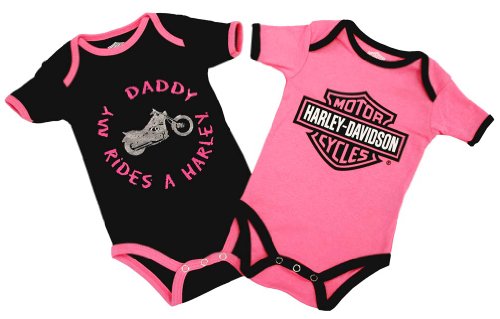 Baby Girls' Daddy Rides A Harley Creeper 2-Pack 1103052 (3/6M) Pink