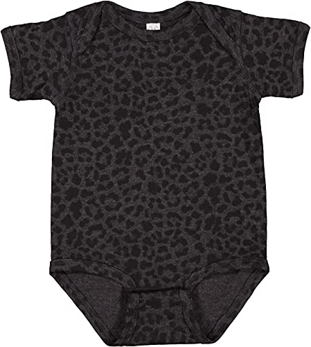 , Baby Soft Fine Jersey Short Sleeve Bodysuit, Black Leopard,