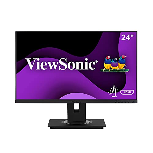 VG2448A 24 Inch IPS 1080p Ergonomic Monitor with Ultra-Thin Bezels, HDMI, DisplayPort, USB, VGA, and 40 Degree Tilt for Home and Office
